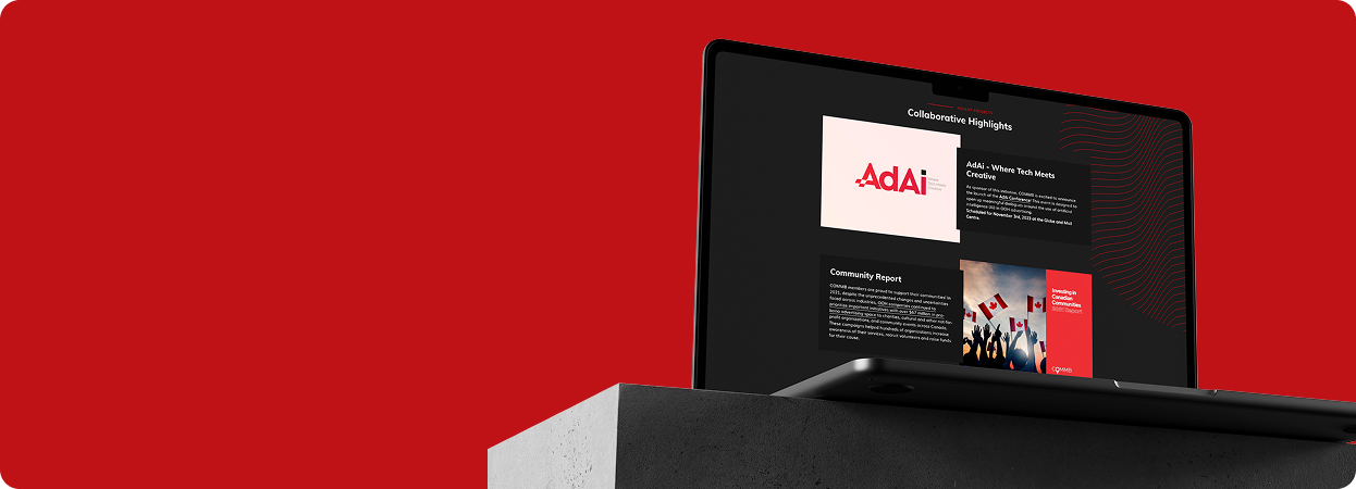 Geek Team web design project for the Canadian Out-of-Home Marketing Bureau showcasing AdAi and community highlights